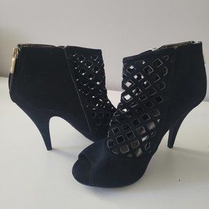 Black peep toe booties